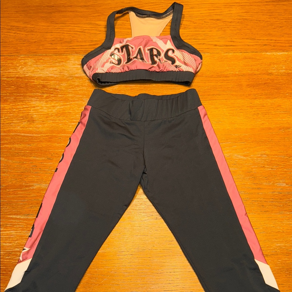 Shooting Stars Leggings and Top Set - Grey and Pink